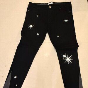 Lifted Anchors Black Star Print Jeans • Stretchy Big and Tall • Mens Size 44